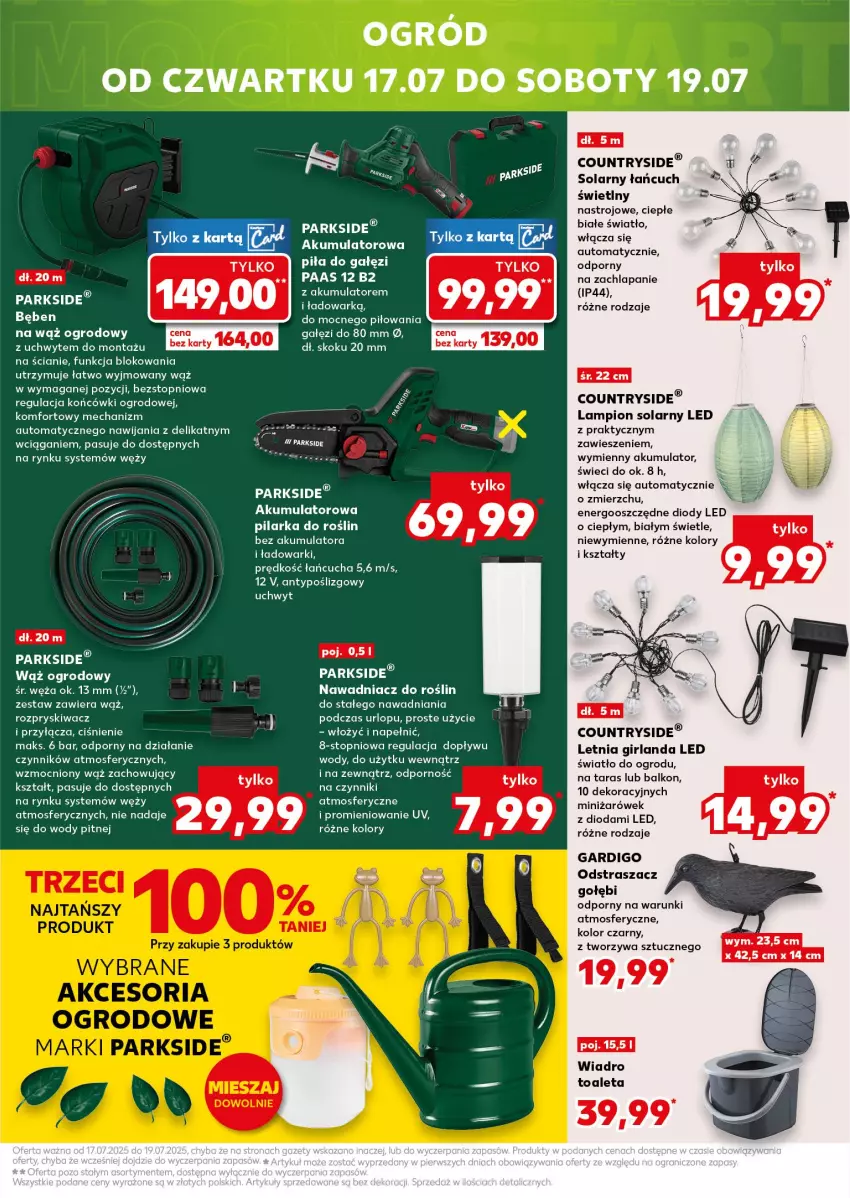 Gazetka promocyjna Kaufland - Kaufland - ważna 17.07 do 23.07.2025 - strona 13 - produkty: Akumulator, Fa, Girlanda, Lampion, Ogród, Parkside, Piła do gałęzi, Por, Top, Wiadro