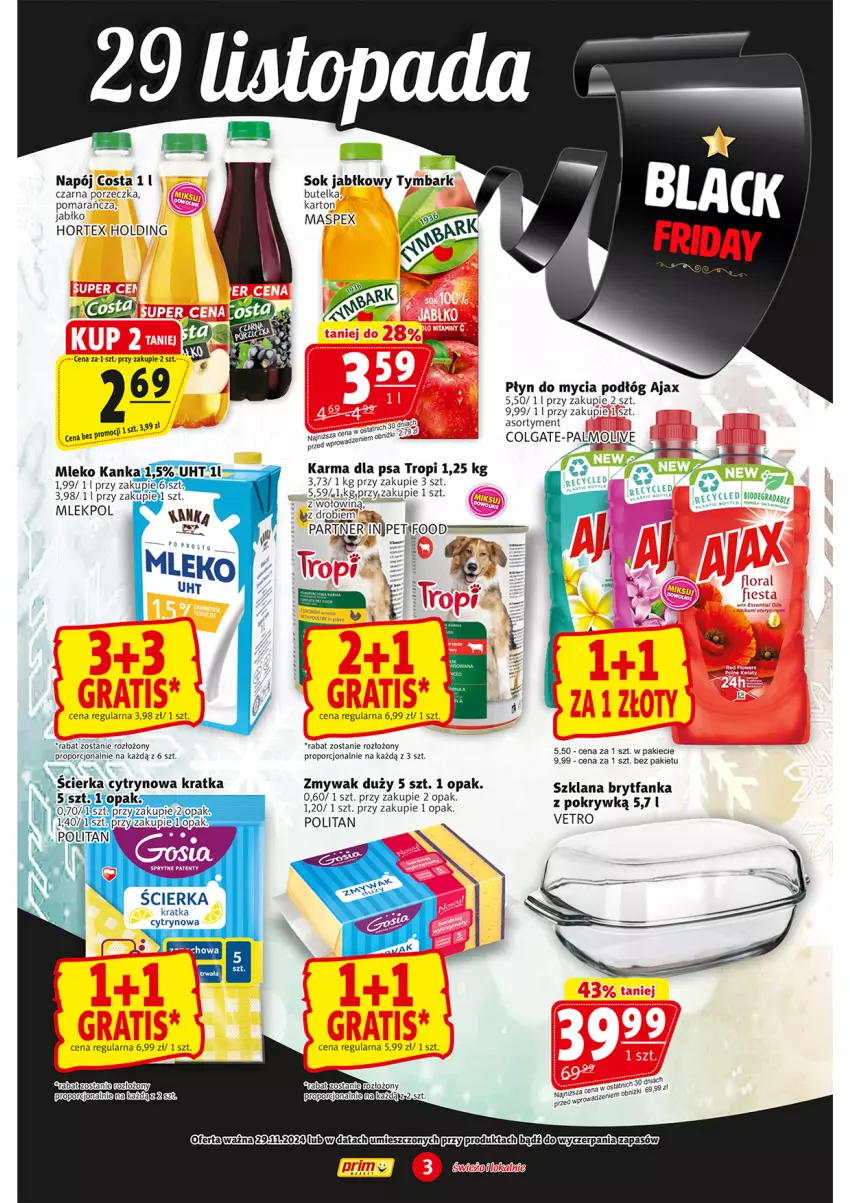 Gazetka promocyjna Prim Market - ważna 28.11 do 04.12.2024 - strona 3 - produkty: Ajax, Brytfanka, Colgate, Fa, Gra, Hortex, LANA, LG, Mleko, Napój, Palmolive, Płyn do mycia, Płyn do mycia podłóg, Por