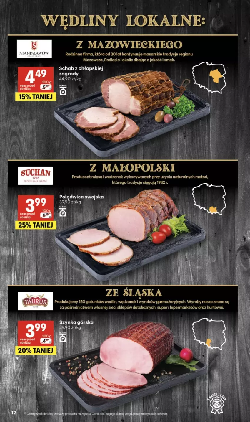 Gazetka promocyjna Delikatesy Centrum - Franczyza DC11 Czwartek - ważna 12.03 do 18.03.2026 - strona 12 - produkty: HP, Polędwica, Szynka
