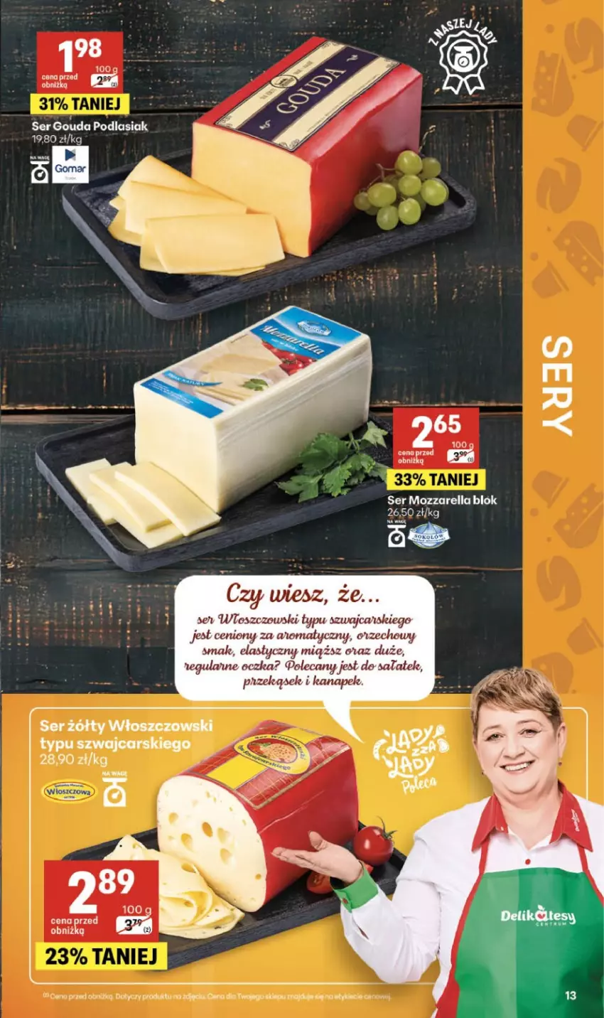 Gazetka promocyjna Delikatesy Centrum - Franczyza DC11 Czwartek - ważna 12.03 do 18.03.2026 - strona 13 - produkty: Cars, Mozzarella, Sałat, Ser, Włoszczowski