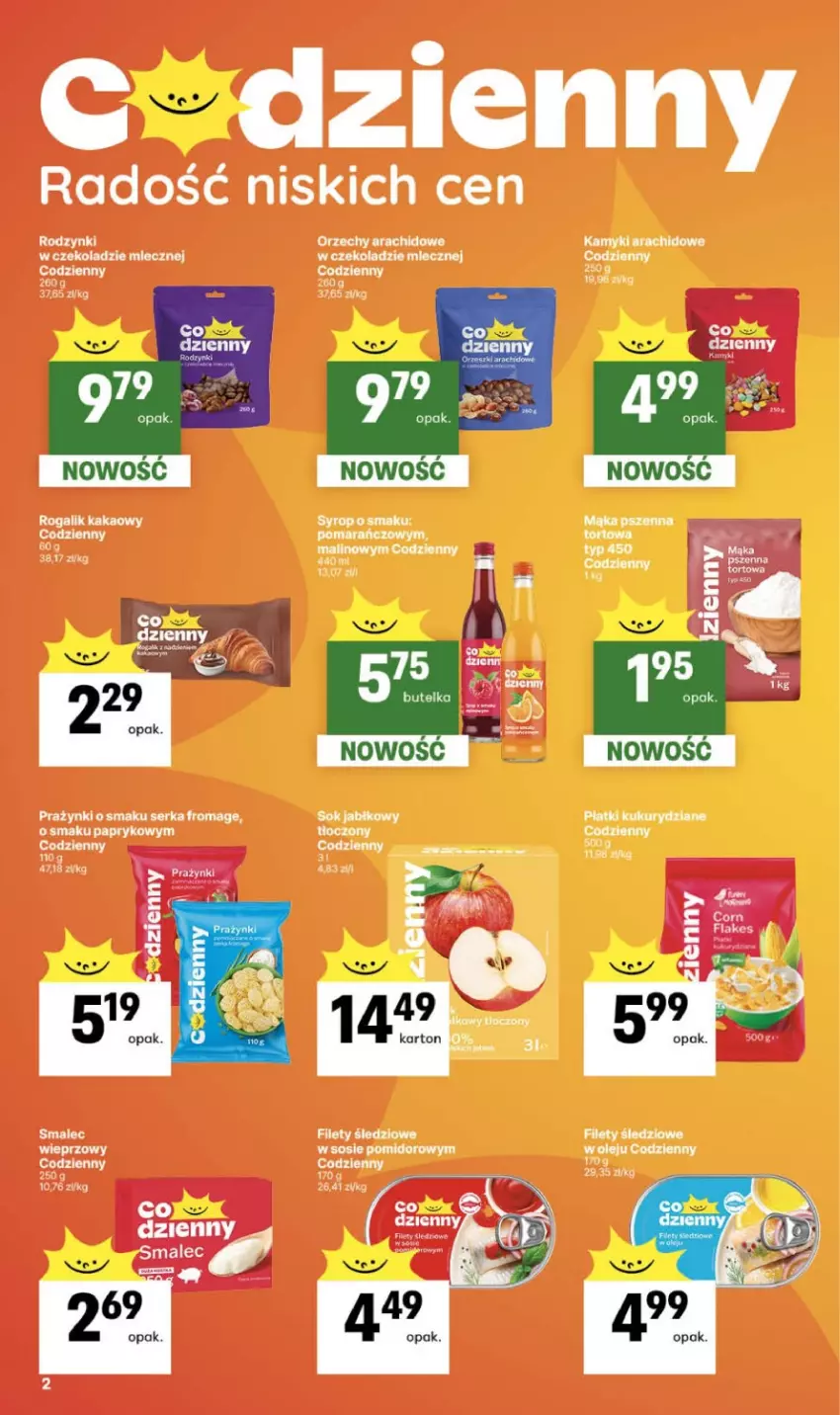 Gazetka promocyjna Delikatesy Centrum - Franczyza DC11 Czwartek - ważna 12.03 do 18.03.2026 - strona 2 - produkty: Kakao, Kamyki arachidowe, Rodzynki, Rogal, Ser, Sos, Syrop