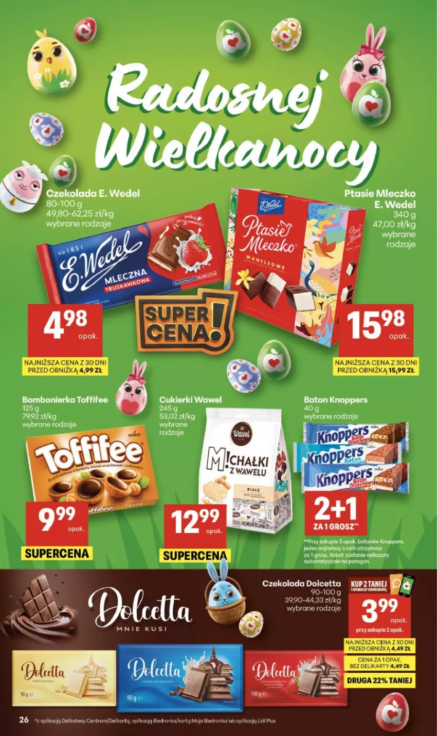 Gazetka promocyjna Delikatesy Centrum - Franczyza DC11 Czwartek - ważna 12.03 do 18.03.2026 - strona 26 - produkty: Baton, Cukier, Cukierki, Czekolada, E. Wedel, Knoppers, Rum, Toffifee, Wawel