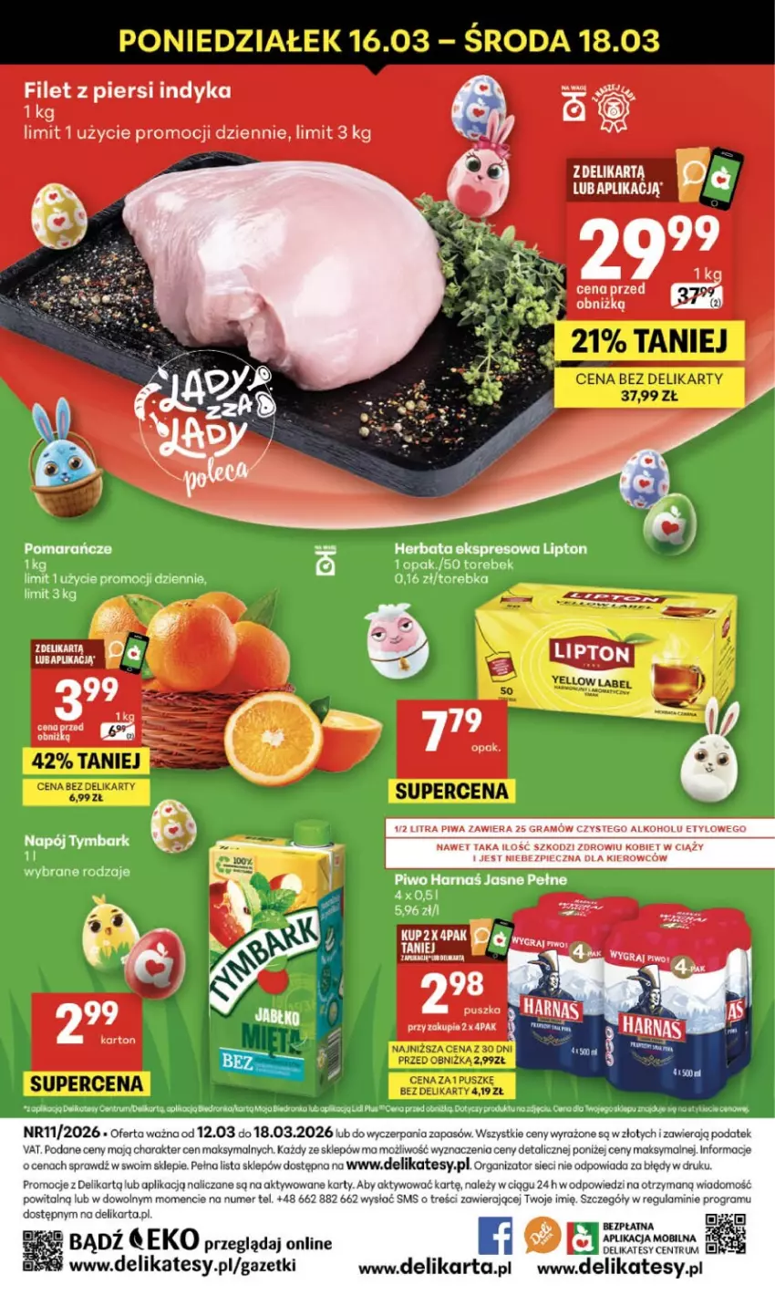 Gazetka promocyjna Delikatesy Centrum - Franczyza DC11 Czwartek - ważna 12.03 do 18.03.2026 - strona 40 - produkty: Filet z piersi indyka, Gra, Harnaś, Koc, Mobil, Napój, Piec, Piwa, Piwo, Por, Rum, Torebka, Tymbark