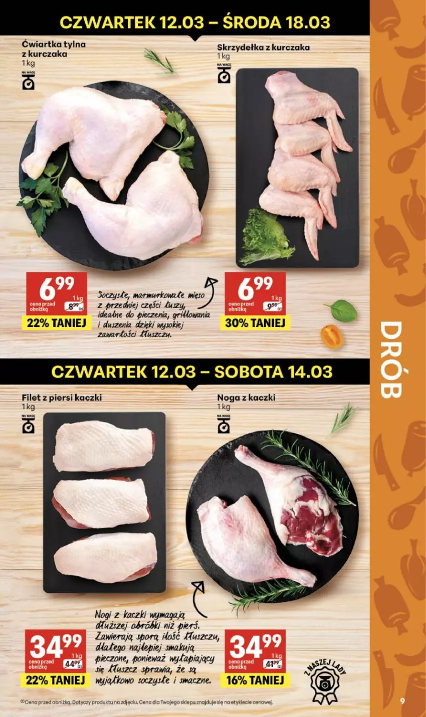 Gazetka promocyjna Delikatesy Centrum - Franczyza DC11 Czwartek - ważna 12.03 do 18.03.2026 - strona 9 - produkty: Filet z piersi kaczki, Grill, Kurczak, Mięso, Noga z kaczki, Piec, Por, Skrzydełka z kurczaka, Sok, Tusz