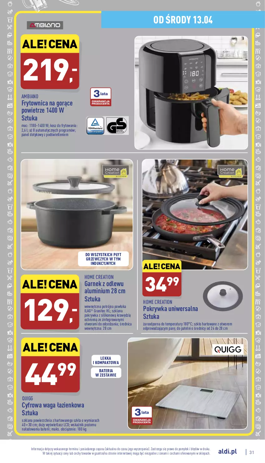 Gazetka promocyjna Aldi - Pełny katalog - ważna 11.04 do 16.04.2022 - strona 31 - produkty: Bateria, Garnek, Gra, Kosz, LANA, Por, Waga, Waga łazienkowa