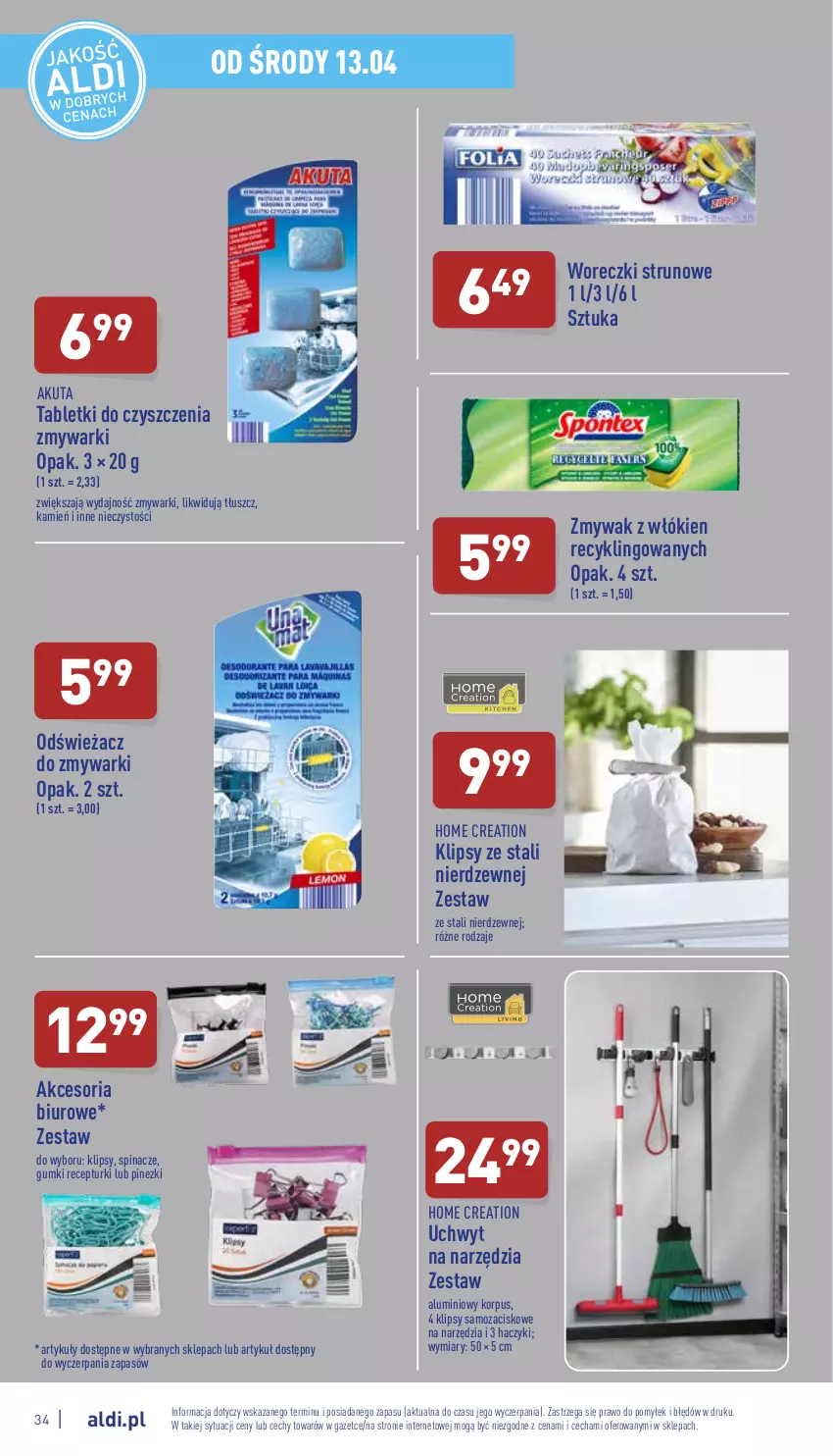 Gazetka promocyjna Aldi - Pełny katalog - ważna 11.04 do 16.04.2022 - strona 34 - produkty: Biuro, Haczyk, Odświeżacz do zmywarki, Tablet, Zmywarki