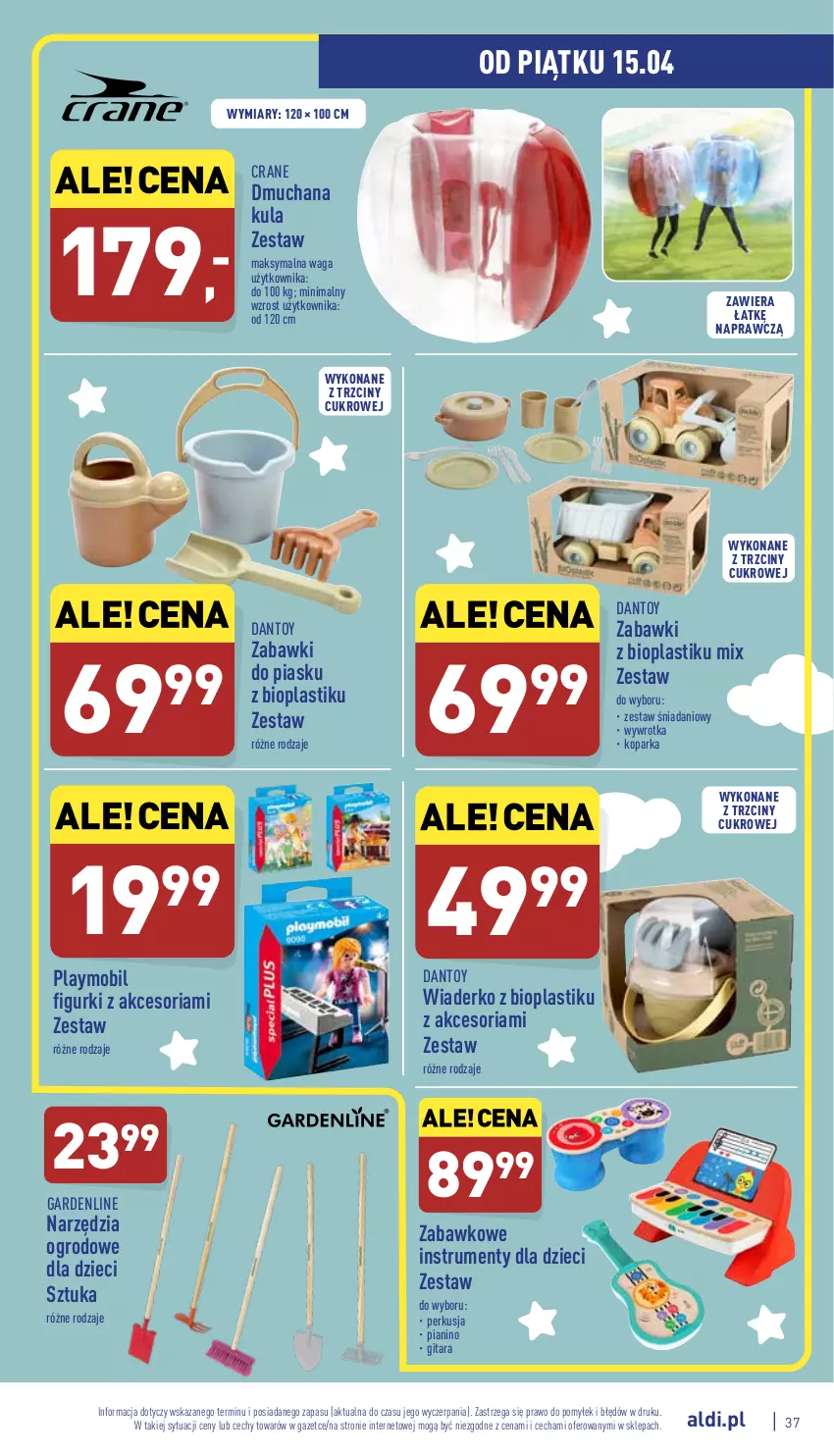 Gazetka promocyjna Aldi - Pełny katalog - ważna 11.04 do 16.04.2022 - strona 37 - produkty: Danio, Dzieci, Gitara, Mobil, Parka, Perkusja, Playmobil, Rum, Waga, Wywrotka