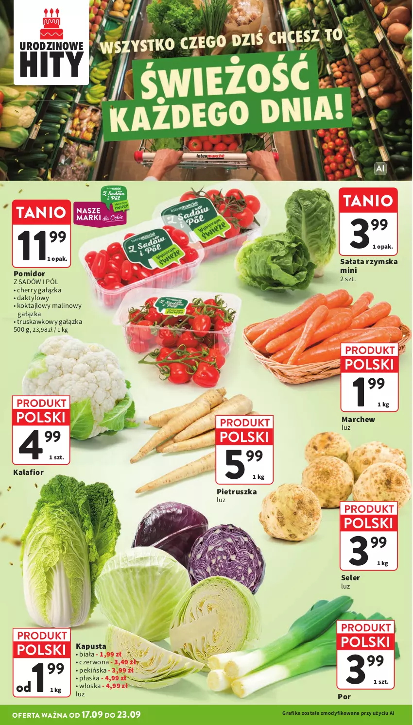 Gazetka promocyjna Intermarche - Gazetka promocyjna - ważna 17.09 do 23.09.2026 - strona 10 - produkty: Gra, Grafika, Kalafior, Pietruszka, Por, Sałat
