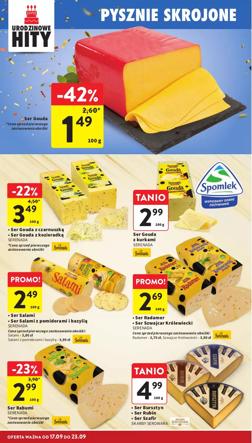 Gazetka promocyjna Intermarche - Gazetka promocyjna - ważna 17.09 do 23.09.2026 - strona 22 - produkty: Bazyl, Bursztyn, Gouda, Radamer, Rubin, Salami, Ser, Ser salami