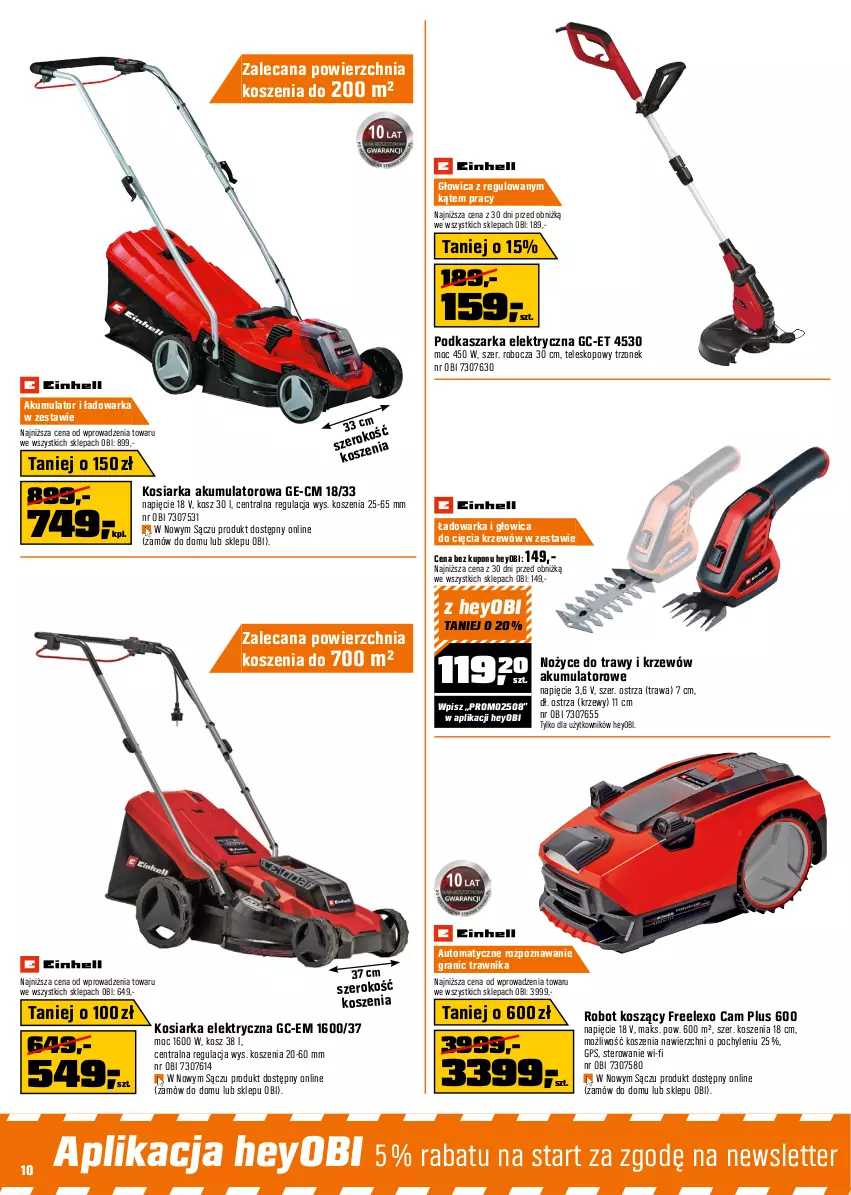 Gazetka promocyjna Obi - Gazetka OBI - ważna 07.05 do 20.05.2025 - strona 10 - produkty: Akumulator, ELEX, Gra, Kasza, Kosiarka, Kosz, Noż, Nożyce, Robot, Teleskop, Warka