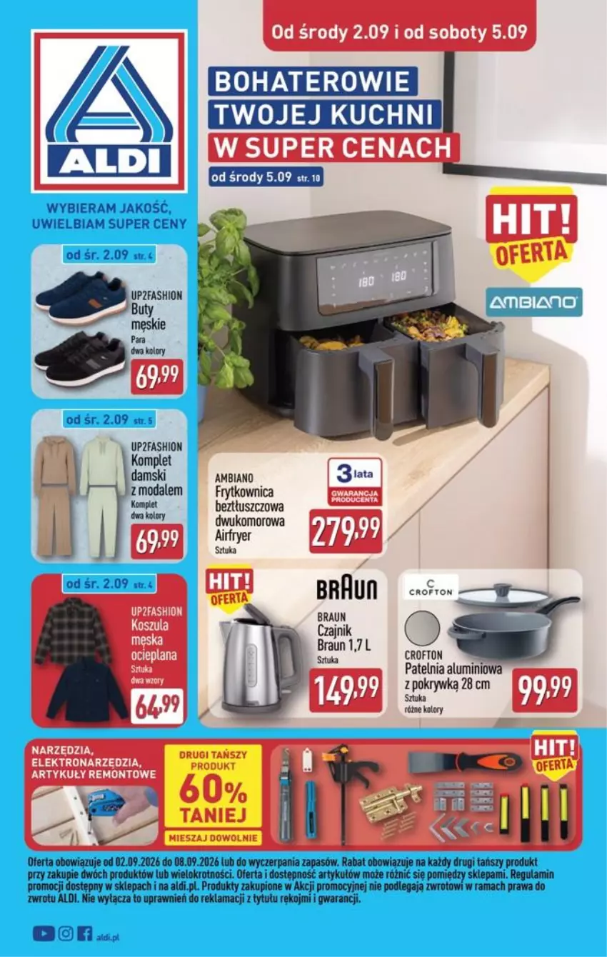 Gazetka promocyjna Aldi - Przygotuj się na kolejny tydzień - ważna 02.09 do 05.09.2026 - strona 1 - produkty: Braun, Czajnik, Fa, Kosz, Koszula, Moda, Rama, Tusz