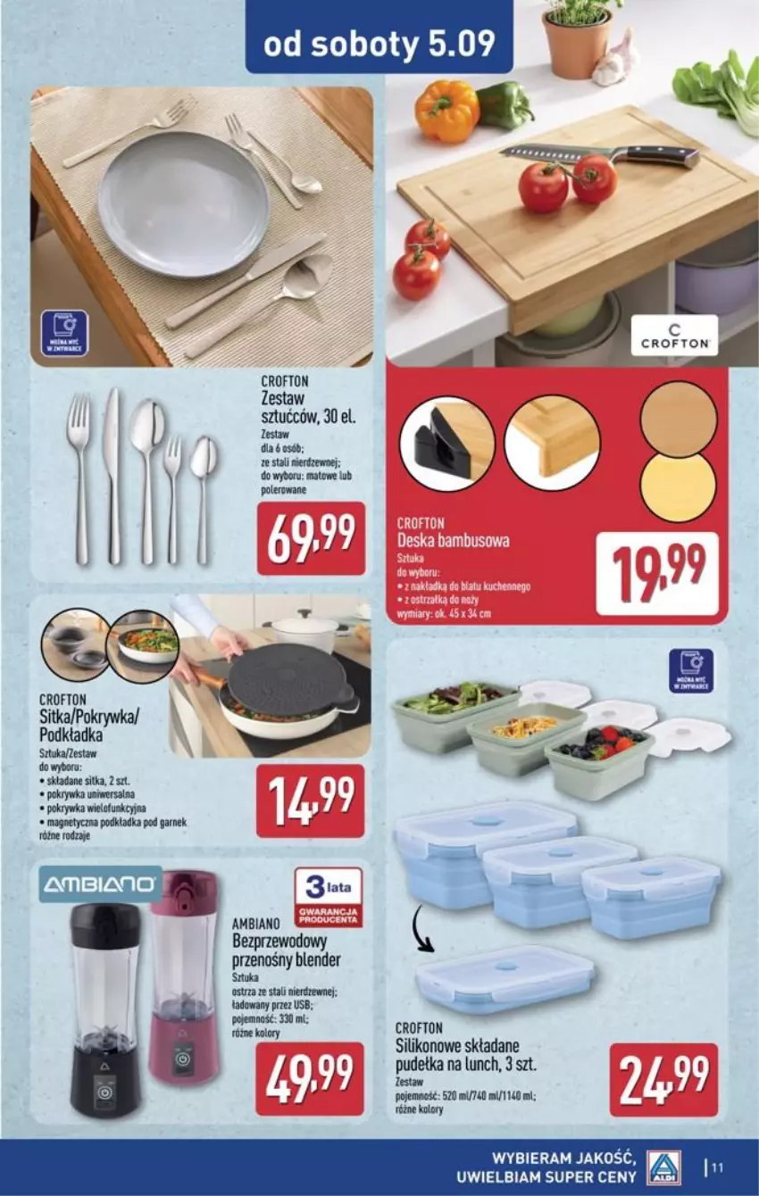 Gazetka promocyjna Aldi - Przygotuj się na kolejny tydzień - ważna 02.09 do 05.09.2026 - strona 11 - produkty: Blender, Garnek, Mus, Podkład, Podkładka