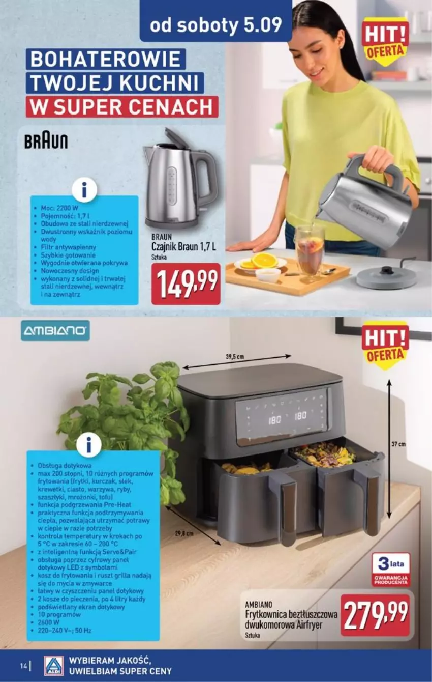 Gazetka promocyjna Aldi - Przygotuj się na kolejny tydzień - ważna 02.09 do 05.09.2026 - strona 14 - produkty: Braun, Czajnik, Gra, Grill, Intel, Kosz, Krewetki, Kurczak, Piec, Pokrywa, Ser, Stek, Top, Warzywa