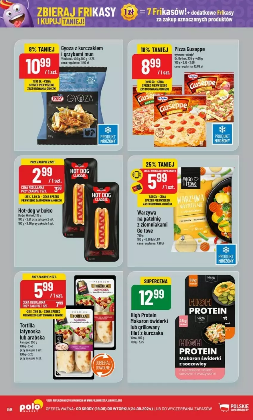 Gazetka promocyjna PoloMarket - ważna 18.09 do 24.09.2024 - strona 54 - produkty: Grill, Kurczak, Makaron, Pizza, Tortilla, Warzywa