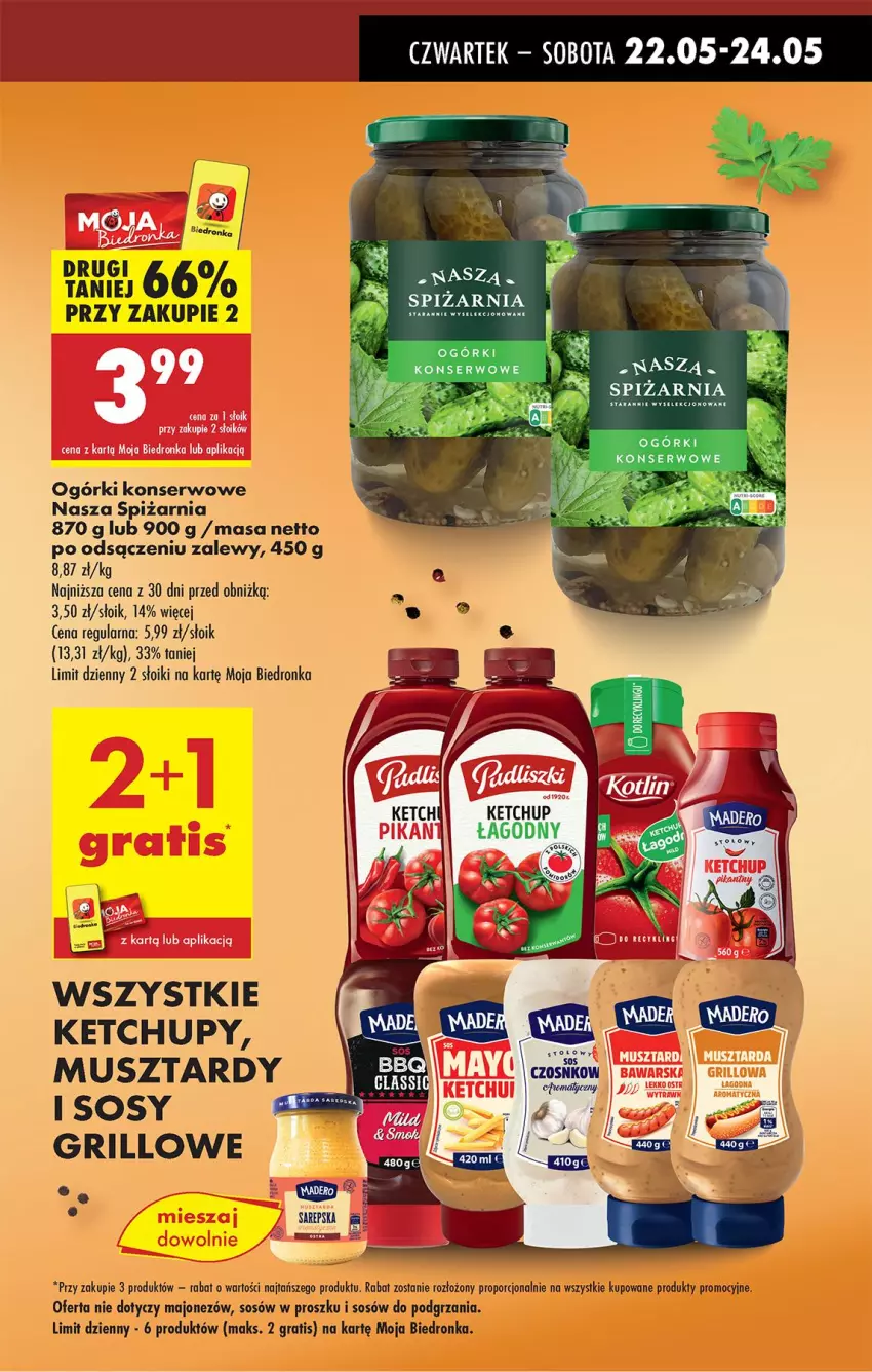 Gazetka promocyjna Biedronka - Od Czwartku - ważna 22.05 do 28.05.2025 - strona 17 - produkty: Gra, Grill, Ketchup, Majonez, Mus, Ogórki konserwowe, Por, Ser, Sos