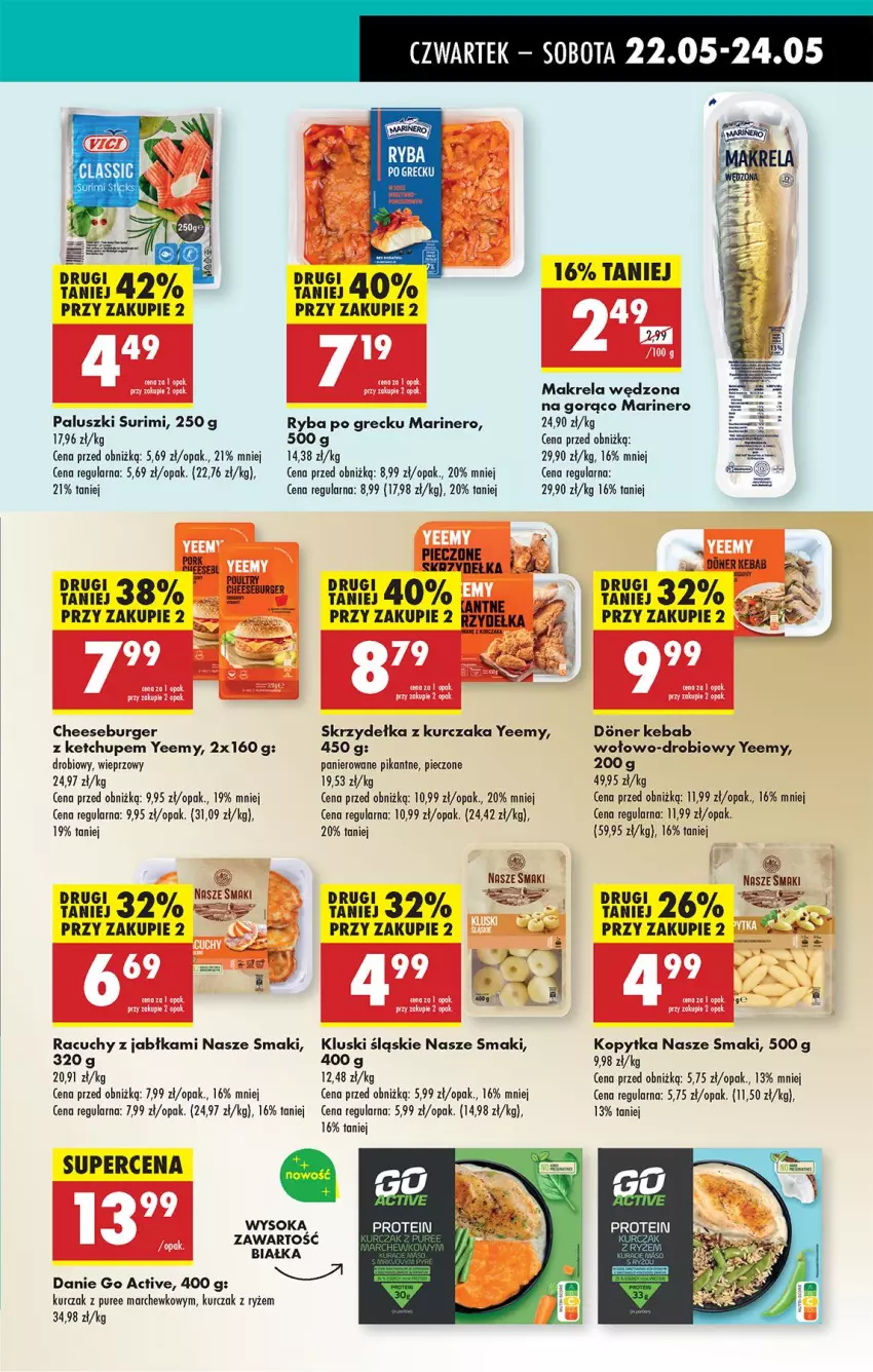 Gazetka promocyjna Biedronka - Od Czwartku - ważna 22.05 do 28.05.2025 - strona 39 - produkty: Burger, Jabłka, Kebab, Ketchup, Kopytka, Kurczak, Piec, Pur, Ryba, Ryba po grecku, Ryż, Skrzydełka z kurczaka, Sok, Surimi