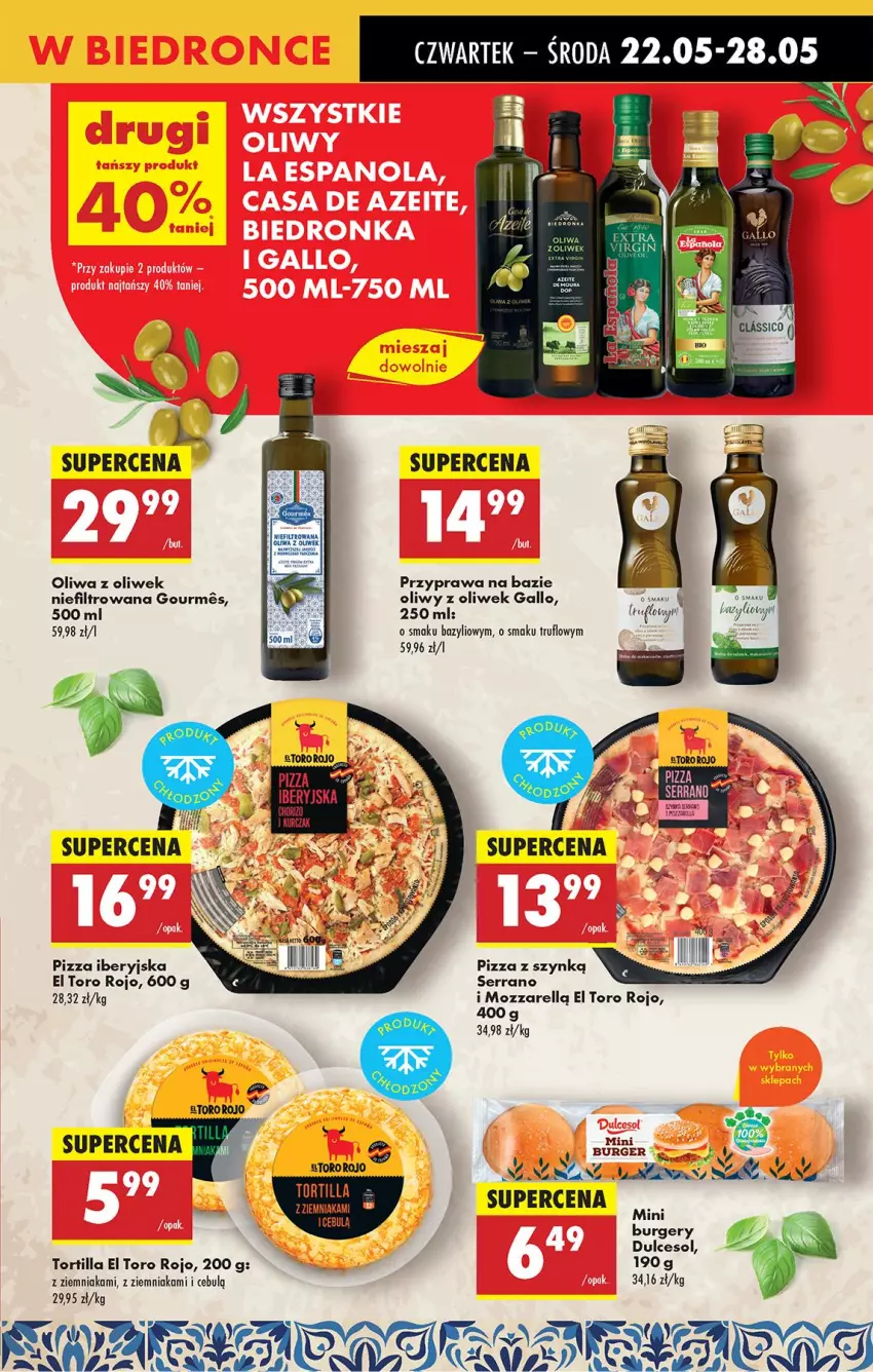 Gazetka promocyjna Biedronka - Od Czwartku - ważna 22.05 do 28.05.2025 - strona 45 - produkty: Bazyl, Burger, Fa, Oliwa, Oliwa z oliwek, Pizza, Ser, Tortilla