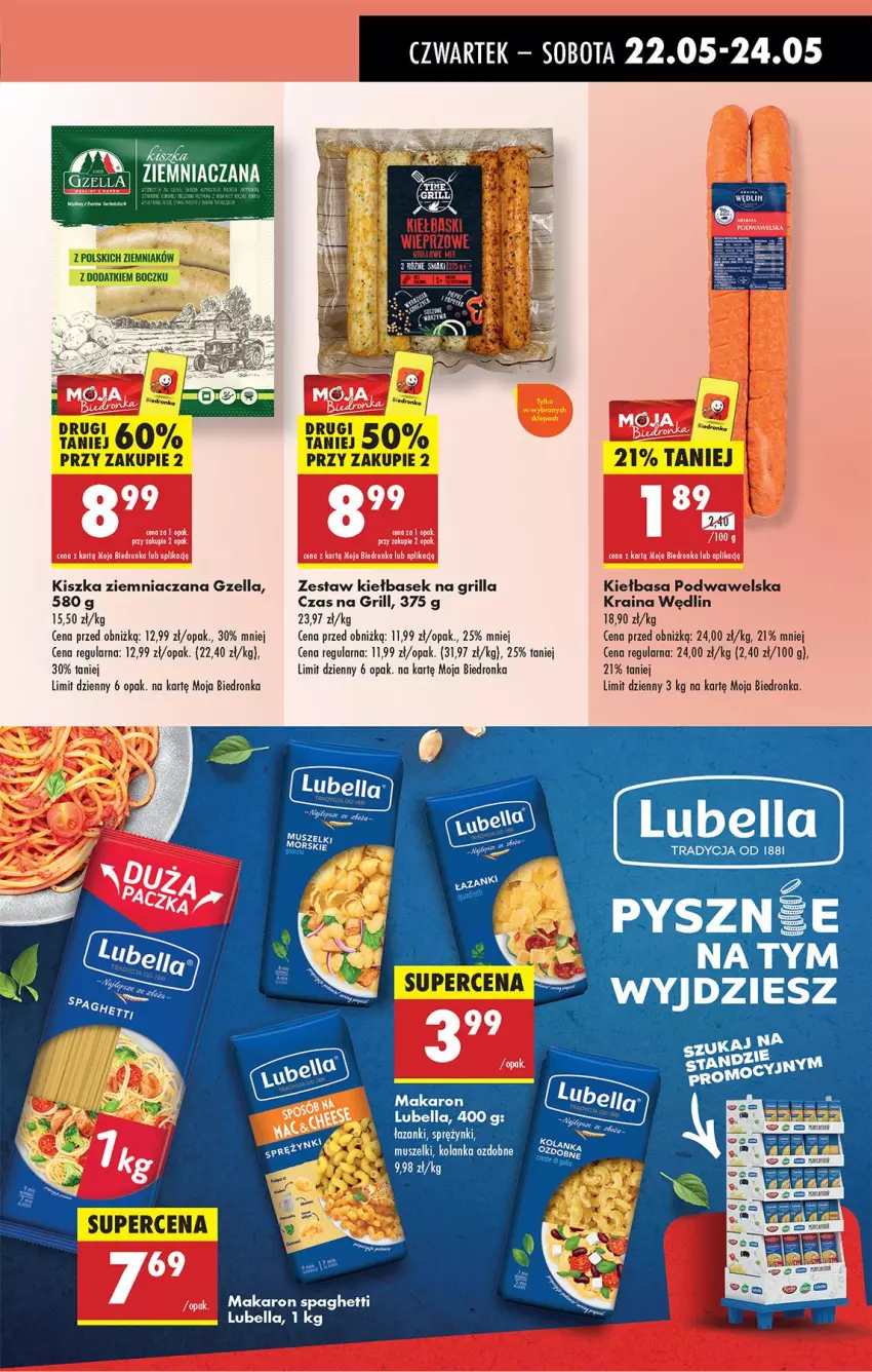 Gazetka promocyjna Biedronka - Od Czwartku - ważna 22.05 do 28.05.2025 - strona 49 - produkty: Bell, Bella, Grill, Kiełbasa, Kiełbasa podwawelska, Lubella, Makaron, Mus, Spaghetti, Wawel