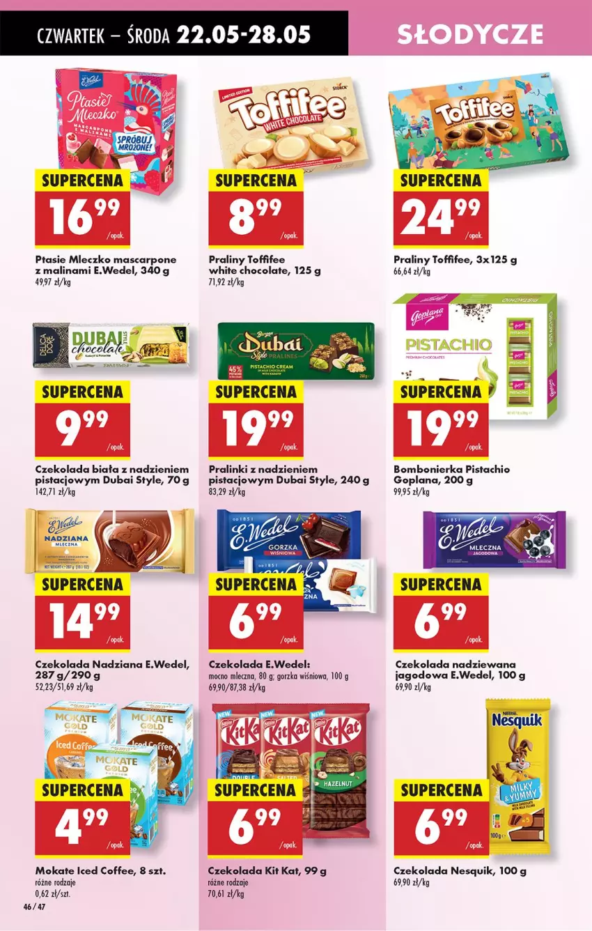 Gazetka promocyjna Biedronka - Od Czwartku - ważna 22.05 do 28.05.2025 - strona 56 - produkty: Czekolada, Czekolada nadziewana, Goplana, Kit Kat, LANA, Mascarpone, Mleczko, Nesquik, Praliny, Ptasie mleczko, Toffifee