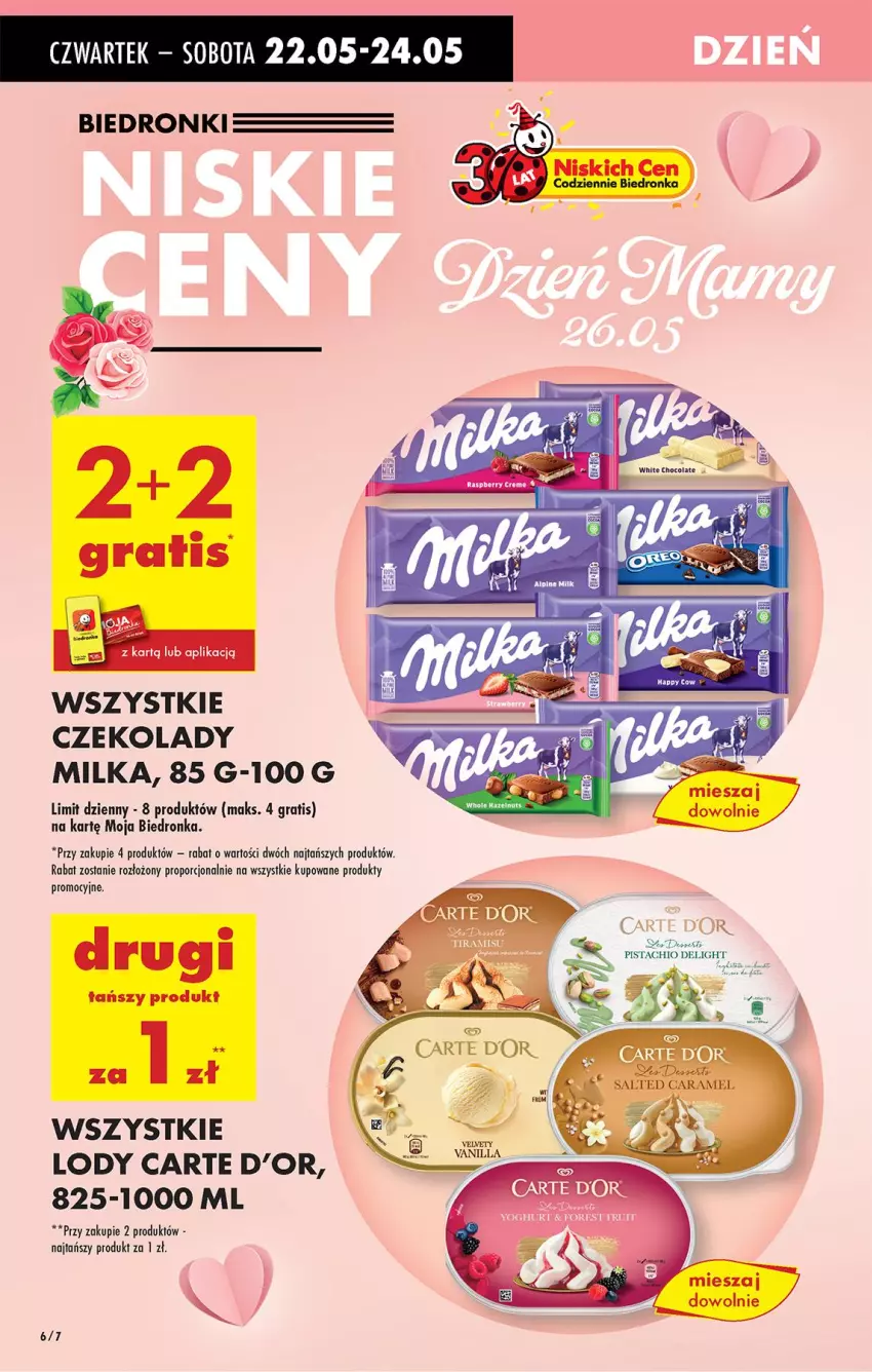 Gazetka promocyjna Biedronka - Od Czwartku - ważna 22.05 do 28.05.2025 - strona 6 - produkty: Carte d'Or, Gra, Lody, Milka, Por