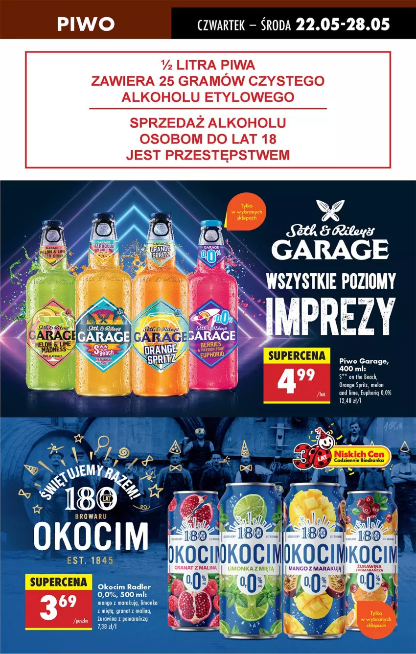 Gazetka promocyjna Biedronka - Od Czwartku - ważna 22.05 do 28.05.2025 - strona 65 - produkty: Gin, Gra, Granat, Koc, Limonka, Mango, Melon, Okocim, Piwa, Piwo, Radler
