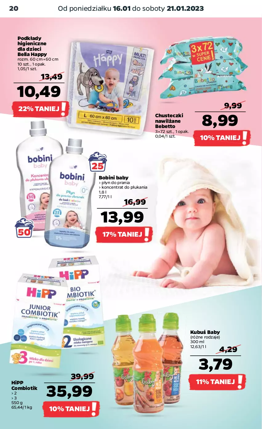 Gazetka promocyjna Netto - Artykuły spożywcze - ważna 16.01 do 21.01.2023 - strona 20 - produkty: Bell, Bella, Chusteczki, Dzieci, HiPP, Kubuś, Płyn do prania, Podkład