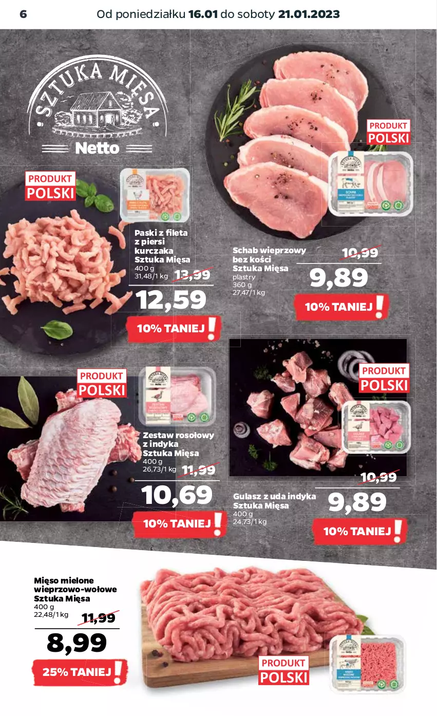 Gazetka promocyjna Netto - Artykuły spożywcze - ważna 16.01 do 21.01.2023 - strona 6 - produkty: Kurczak, Mięso, Mięso mielone, Schab wieprzowy