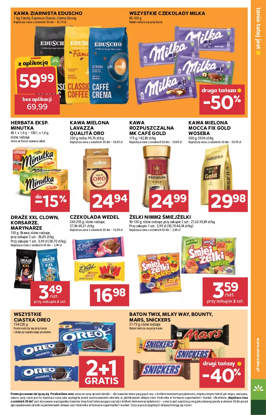 Gazetka promocyjna Stokrotka - Market - ważna 23.10 do 29.10.2025 - strona 13 - produkty: Baton, Bounty, Ciastka, Czekolada, Fa, Gra, Herbata, Kawa, Kawa mielona, Kawa rozpuszczalna, Kawa ziarnista, Lavazza, Mars, Mięso, Milka, Milky Way, Mocca Fix Gold, Nimm2, Oreo, Owoce, Snickers, Torba, Twix, Warzywa, Woseba