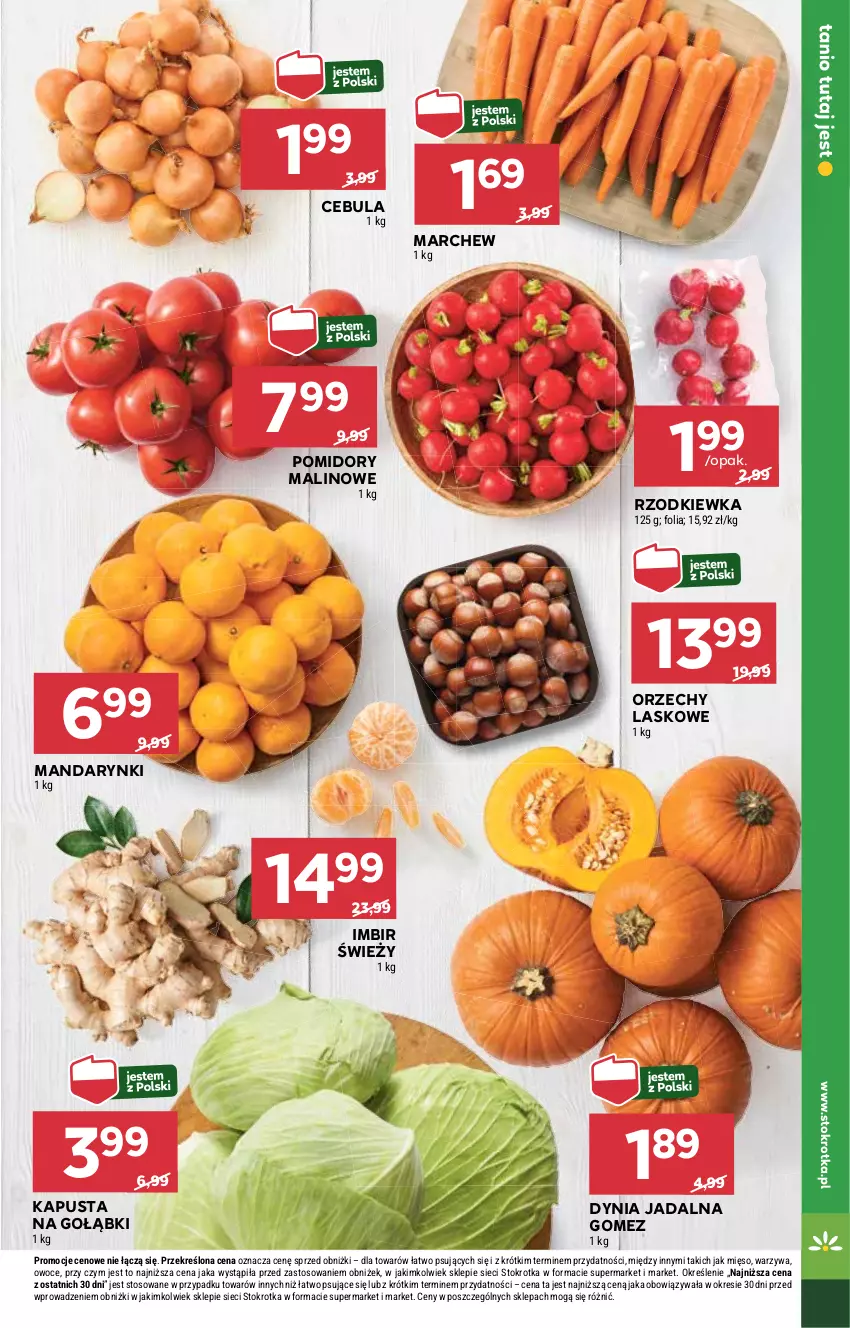 Gazetka promocyjna Stokrotka - Market - ważna 23.10 do 29.10.2025 - strona 9 - produkty: Cebula, Imbir, Mandarynki, Mięso, Owoce, Pomidory, Rzodkiewka, Warzywa