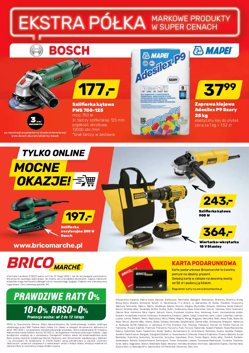 Gazetka promocyjna Bricomarche - Gazetka - ważna 02.02 do 19.02.2022 - strona 8 - produkty: BIC, Bosch, Fa, Gry, Klej, Kosz, Kujawski, Namysłów, Podlaski, Rama, Sok, Sokół, Sokołów, Sól, Sprzedawcy, Szal, Szlifierka, Szlifierka kątowa, Szprot, Tarka, Top, Wino, Wkręt, Wkrętarka, Zaprawa klejowa