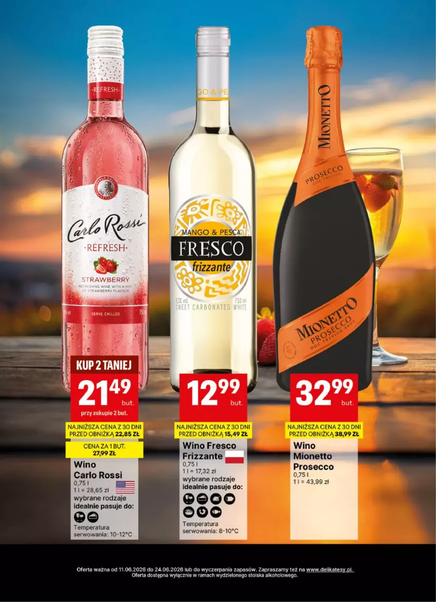 Gazetka promocyjna Delikatesy Centrum - Delibarek DC24-DC25 - ważna 11.06 do 24.06.2026 - strona 4 - produkty: Carlo Rossi, Fresco, Mionetto, Prosecco, Rama, Ser, Wino
