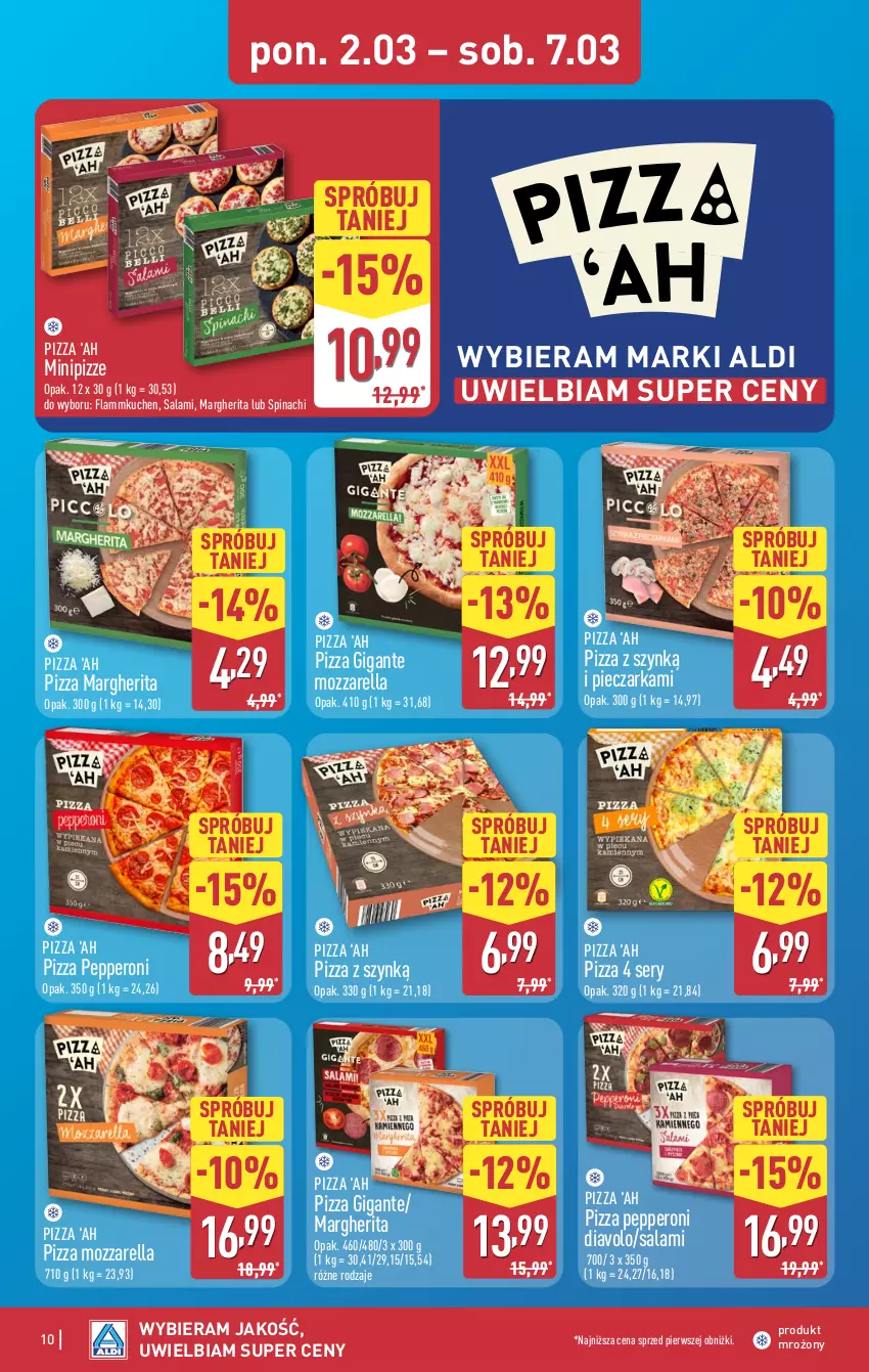 Gazetka promocyjna Aldi - Pełna oferta - ważna 02.03 do 07.03.2026 - strona 10 - produkty: Mozzarella, Piec, Pieczarka, Pizza, Pizza margherita, Salami, Ser