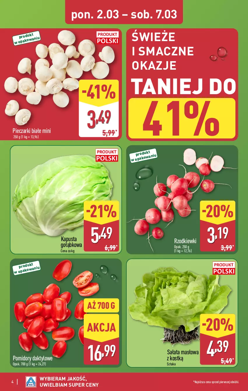 Gazetka promocyjna Aldi - Pełna oferta - ważna 02.03 do 07.03.2026 - strona 4 - produkty: Masło, Piec, Pomidory, Sałat, Sałata masłowa