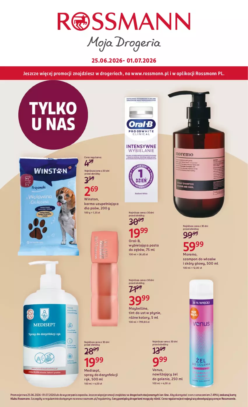 Gazetka promocyjna Rossmann - Gazetka promocyjna Rossmanna - ważna 25.06 do 01.07.2026 - strona 1 - produkty: Bell, Maybelline, Pasta do zębów, Szampon, Venus, Winston