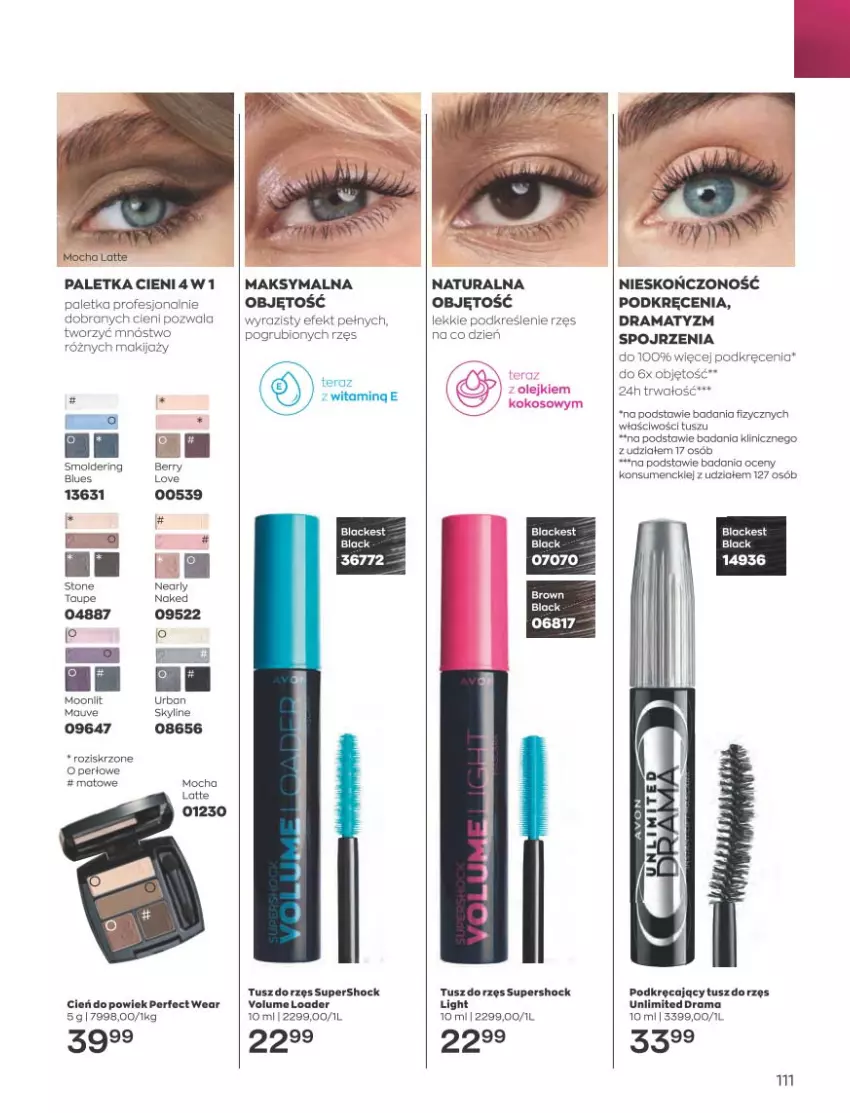 Gazetka promocyjna Avon - Katalog Avon 5/2023 kampania maj - ważna 01.05 do 31.05.2023 - strona 111 - produkty: Cień, Lack, Makijaż, Paletka cieni, Rama, Tusz