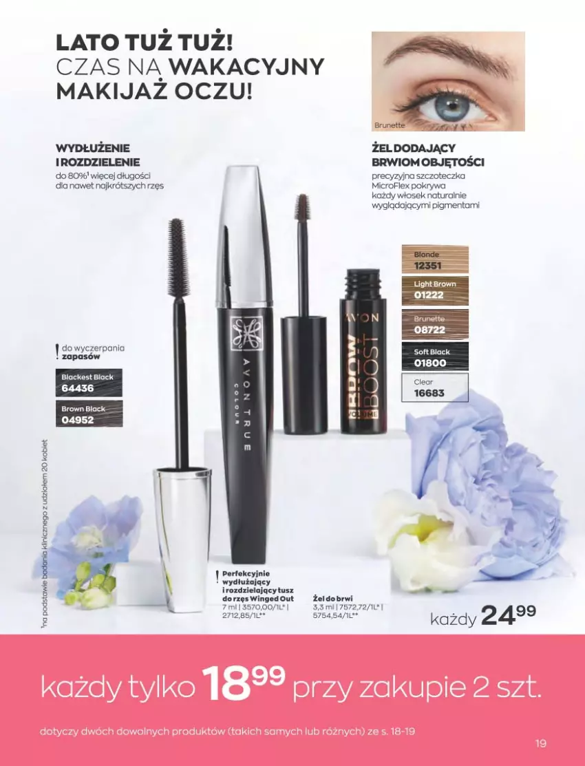 Gazetka promocyjna Avon - Katalog Avon 5/2023 kampania maj - ważna 01.05 do 31.05.2023 - strona 19 - produkty: Lack, Makijaż, Pokrywa, Szczoteczka, Tusz