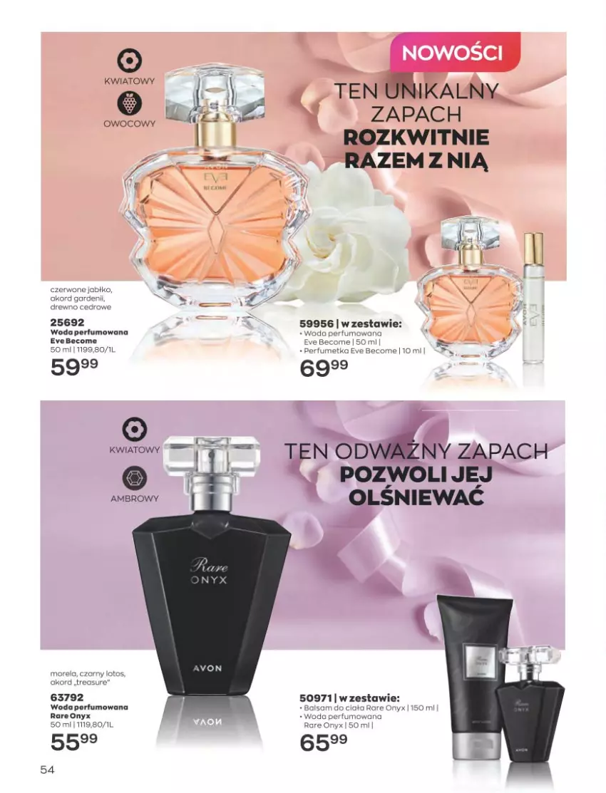 Gazetka promocyjna Avon - Katalog Avon 5/2023 kampania maj - ważna 01.05 do 31.05.2023 - strona 54 - produkty: Balsam do ciała, Perfum, Woda, Woda perfumowana