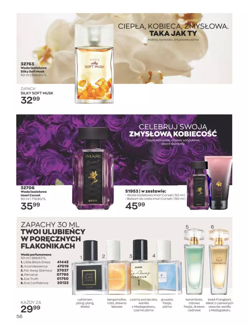 Gazetka promocyjna Avon - Katalog Avon 5/2023 kampania maj - ważna 01.05 do 31.05.2023 - strona 56 - produkty: Cars, Cyklamen, Dres, Fa, Kakao, Lack, LG, Masło, Moda, Mus, Perfum, Por, Róża, Sandał, Woda, Woda toaletowa