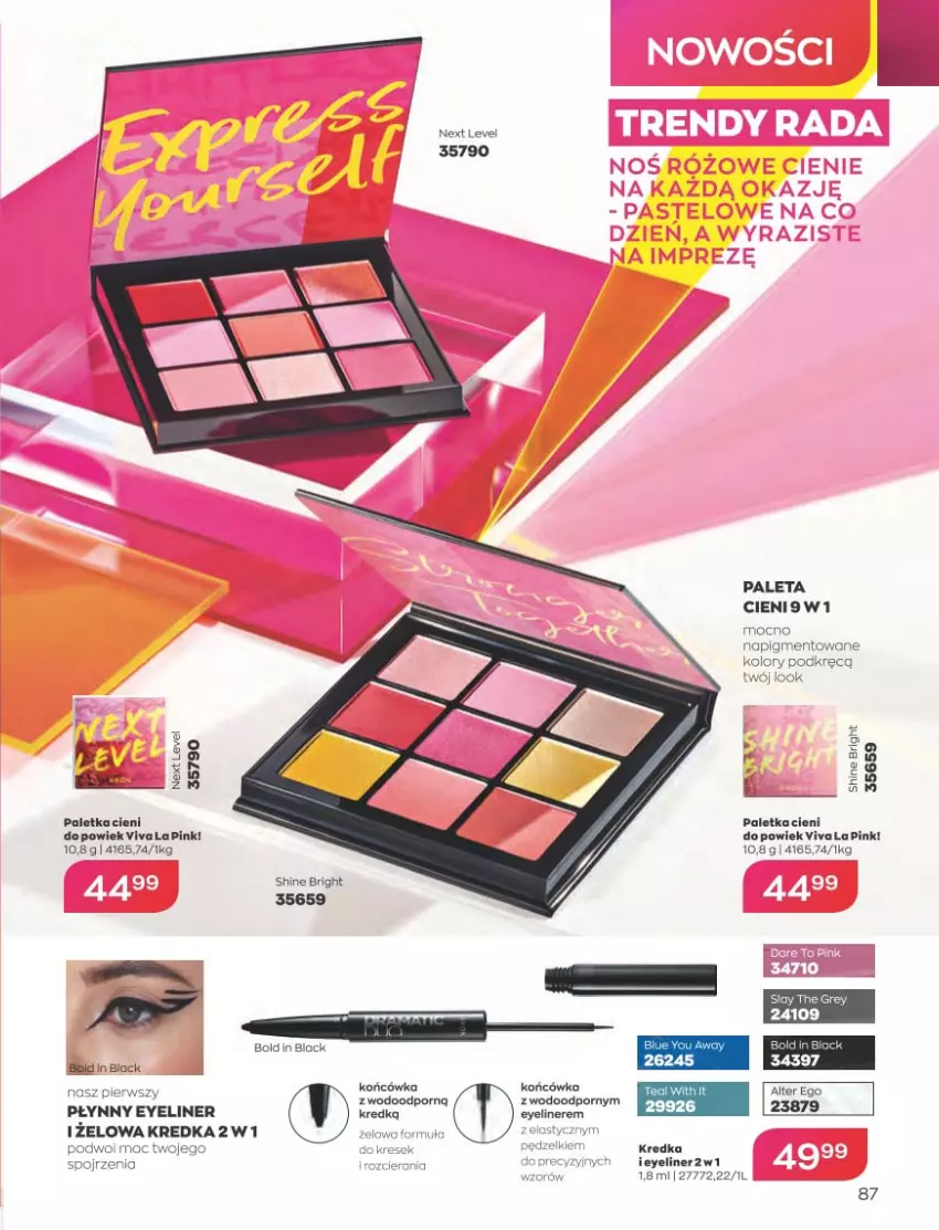 Gazetka promocyjna Avon - Katalog Avon 5/2023 kampania maj - ważna 01.05 do 31.05.2023 - strona 87 - produkty: Kredka, LG, Paleta, Paletka cieni, Por