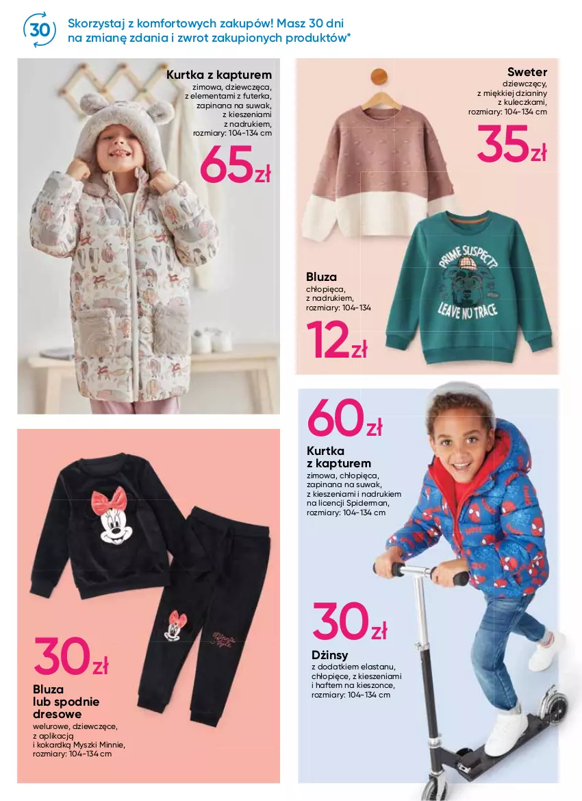 Gazetka promocyjna Pepco - Nowa kolekcja - ważna 22.09 do 05.10.2022 - strona 8 - produkty: Bluza, Dres, Dżinsy, Kurtka, Kurtka z kapturem, Minnie, Mysz, Spiderman, Spodnie, Spodnie dresowe, Sweter