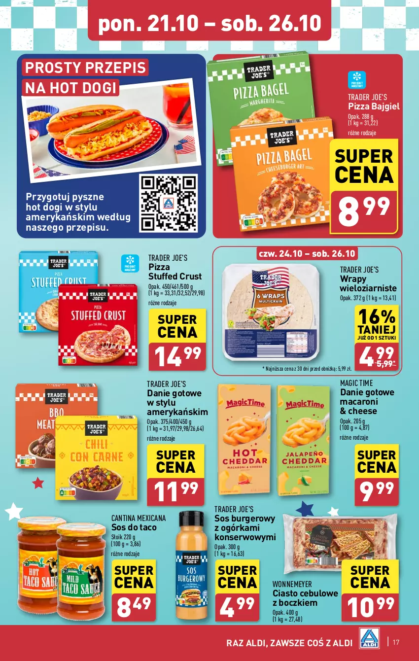 Gazetka promocyjna Aldi - Pełna oferta - ważna 21.10 do 26.10.2024 - strona 17 - produkty: Burger, Danie gotowe, Hot dog, Pizza, Rust, Ser, Sos