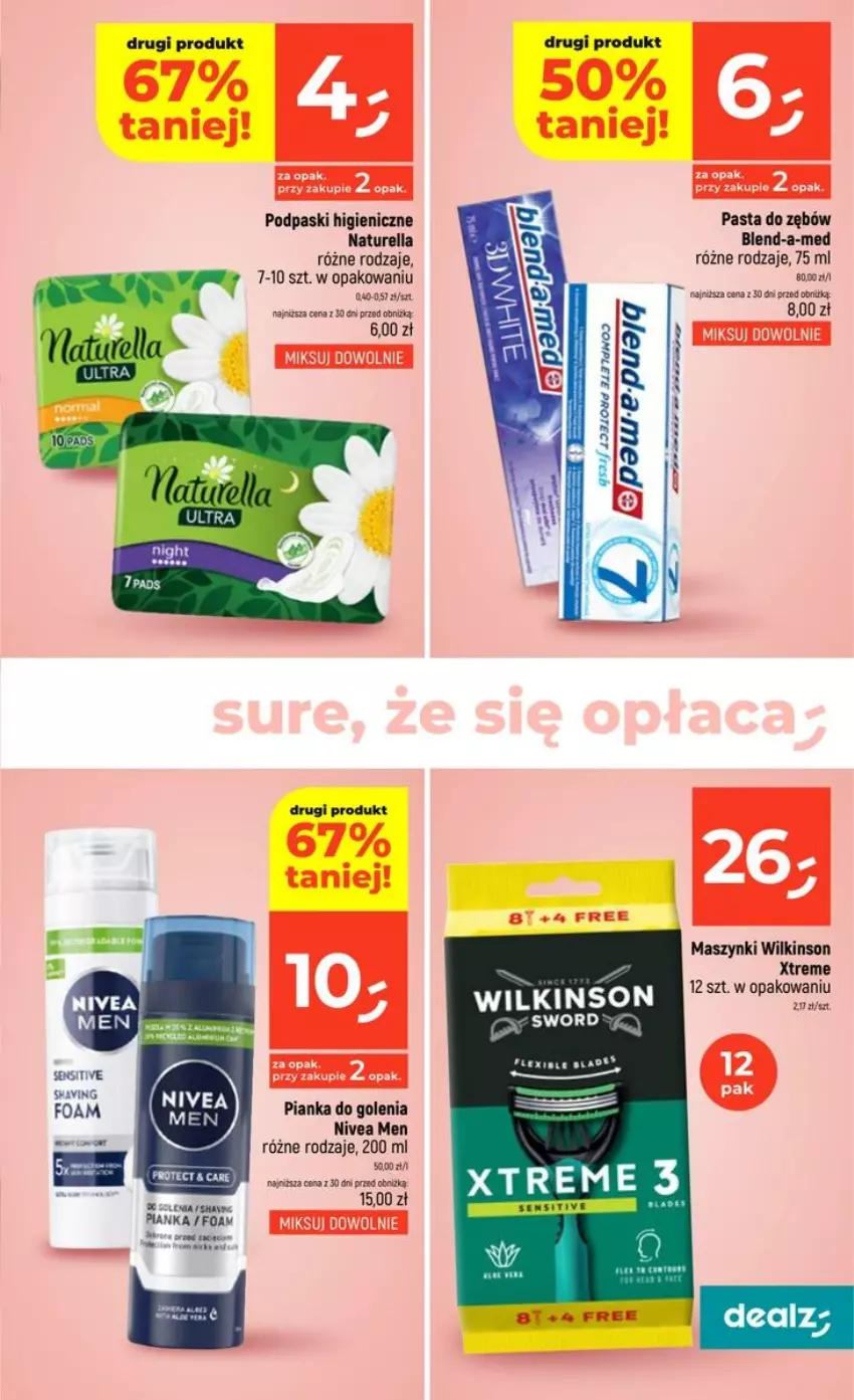 Gazetka promocyjna Dealz - NOWA GAZETKA - ważna 30.07 do 05.08.2026 - strona 23 - produkty: Blend-a-Med, Fa, Naturell, Naturella, Nivea, Nivea Men, Pasta do zębów, Pianka do golenia, Podpaski