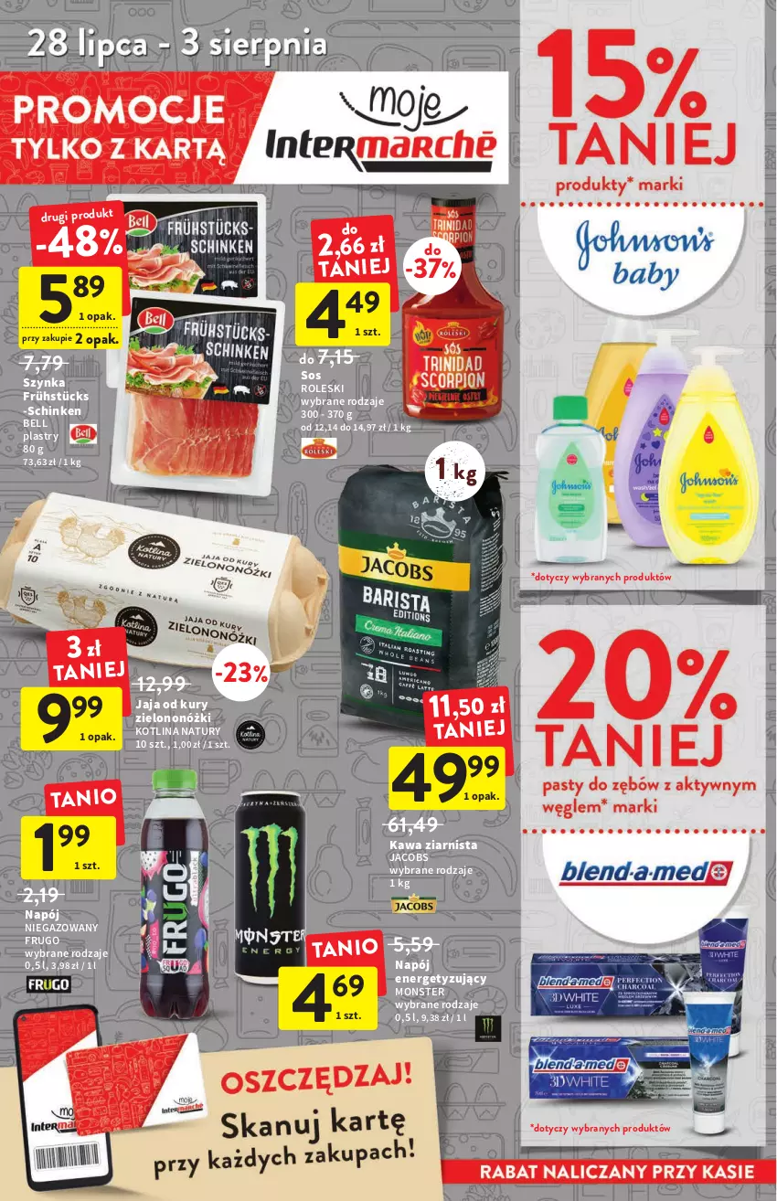 Gazetka promocyjna Intermarche - ważna 28.07 do 03.08.2022 - strona 2 - produkty: Bell, Jacobs, Jaja, Kawa, Kawa ziarnista, Kotlin, Napój, Napój niegazowany, Sos, Szynka