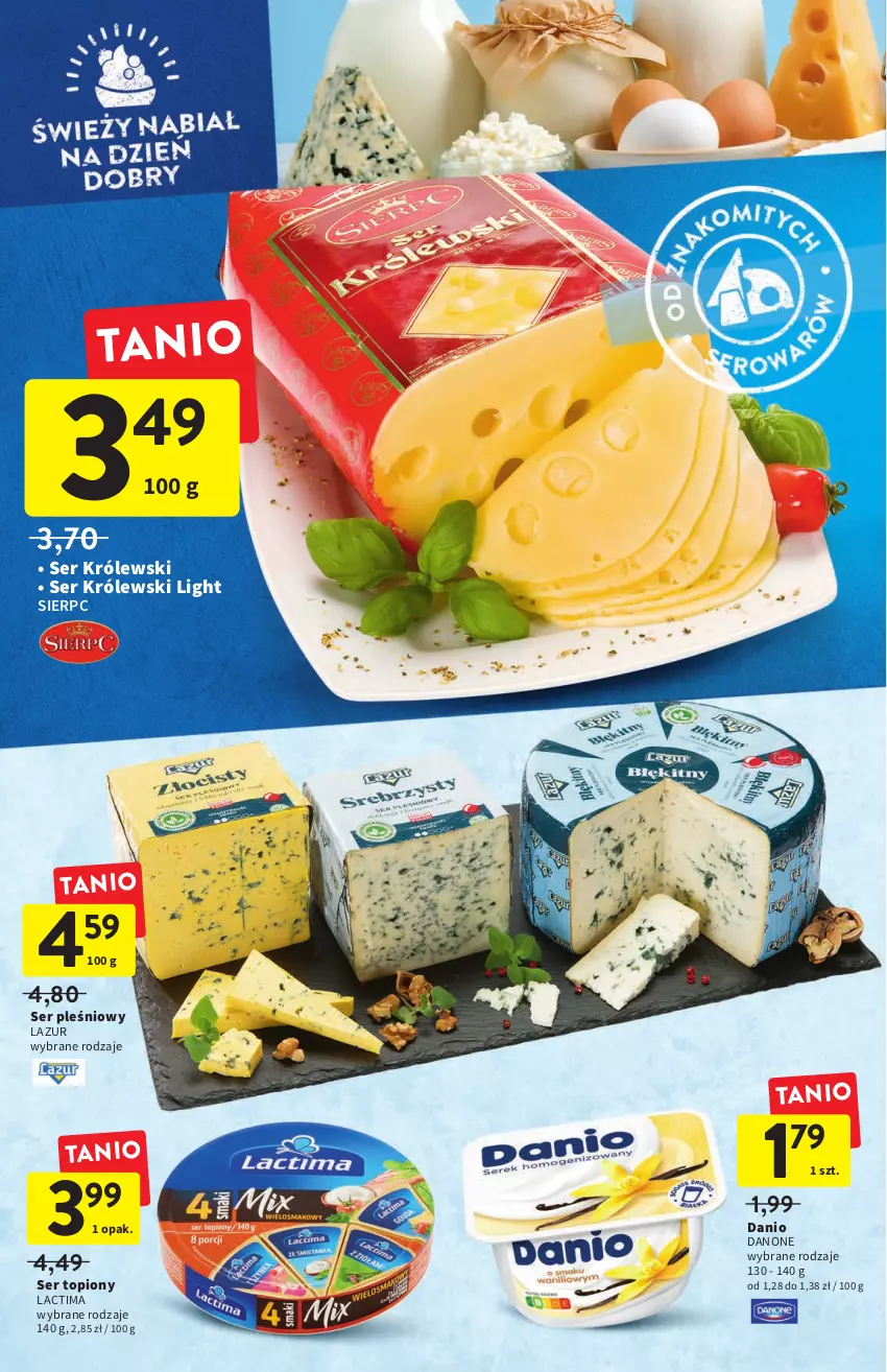 Gazetka promocyjna Intermarche - ważna 28.07 do 03.08.2022 - strona 20 - produkty: Danio, Danone, Królewski, Lazur, Ser, Ser pleśniowy, Ser topiony, Top