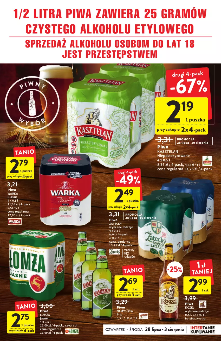 Gazetka promocyjna Intermarche - ważna 28.07 do 03.08.2022 - strona 29 - produkty: Gra, Kasztelan, Kozel, Namysłów, Piwa, Piwo, Warka