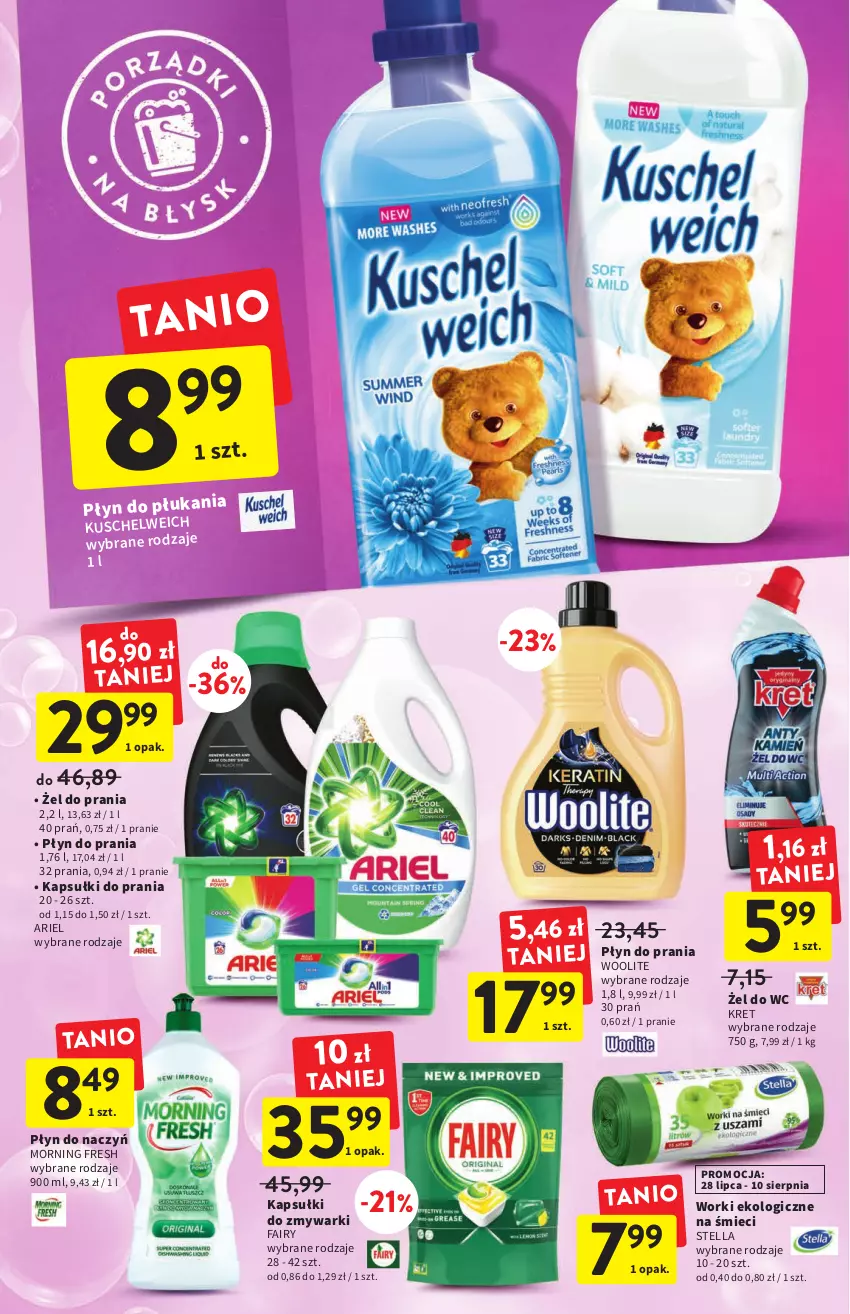 Gazetka promocyjna Intermarche - ważna 28.07 do 03.08.2022 - strona 32 - produkty: Ariel, Fa, Fairy, Kapsułki do prania, Kret, Płyn do prania, Woolite, Zmywarki