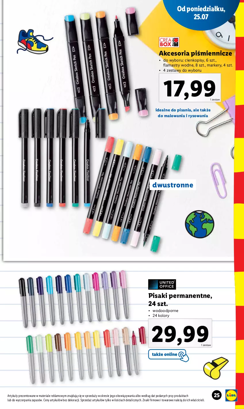 Gazetka promocyjna Lidl - KATALOG POWRÓT DO SZKOŁY - ważna 25.07 do 27.08.2022 - strona 25 - produkty: Flamastry, Marker, Por