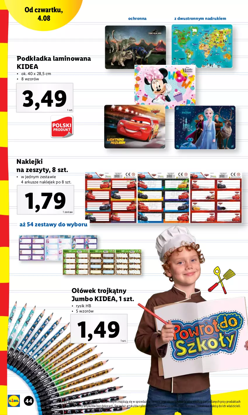 Gazetka promocyjna Lidl - KATALOG POWRÓT DO SZKOŁY - ważna 25.07 do 27.08.2022 - strona 44 - produkty: Klej, Podkład, Podkładka