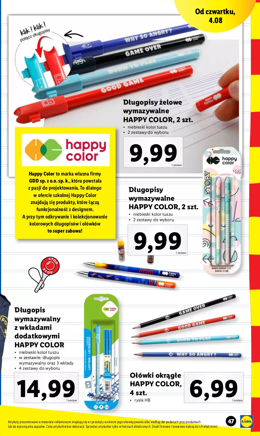 Gazetka promocyjna Lidl - KATALOG POWRÓT DO SZKOŁY - ważna 25.07 do 27.08.2022 - strona 47 - produkty: Długopis, Tusz