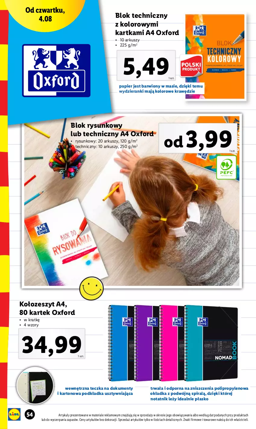 Gazetka promocyjna Lidl - KATALOG POWRÓT DO SZKOŁY - ważna 25.07 do 27.08.2022 - strona 54 - produkty: Papier, Podkład, Podkładka, Por